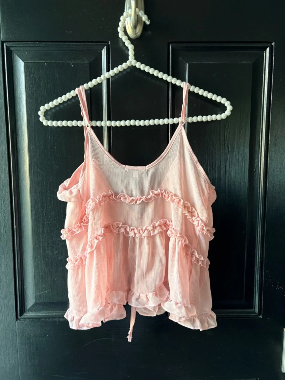 Fashion Nova Pink Crinkled Ruffle Top Size XS - Picture 6 of 8